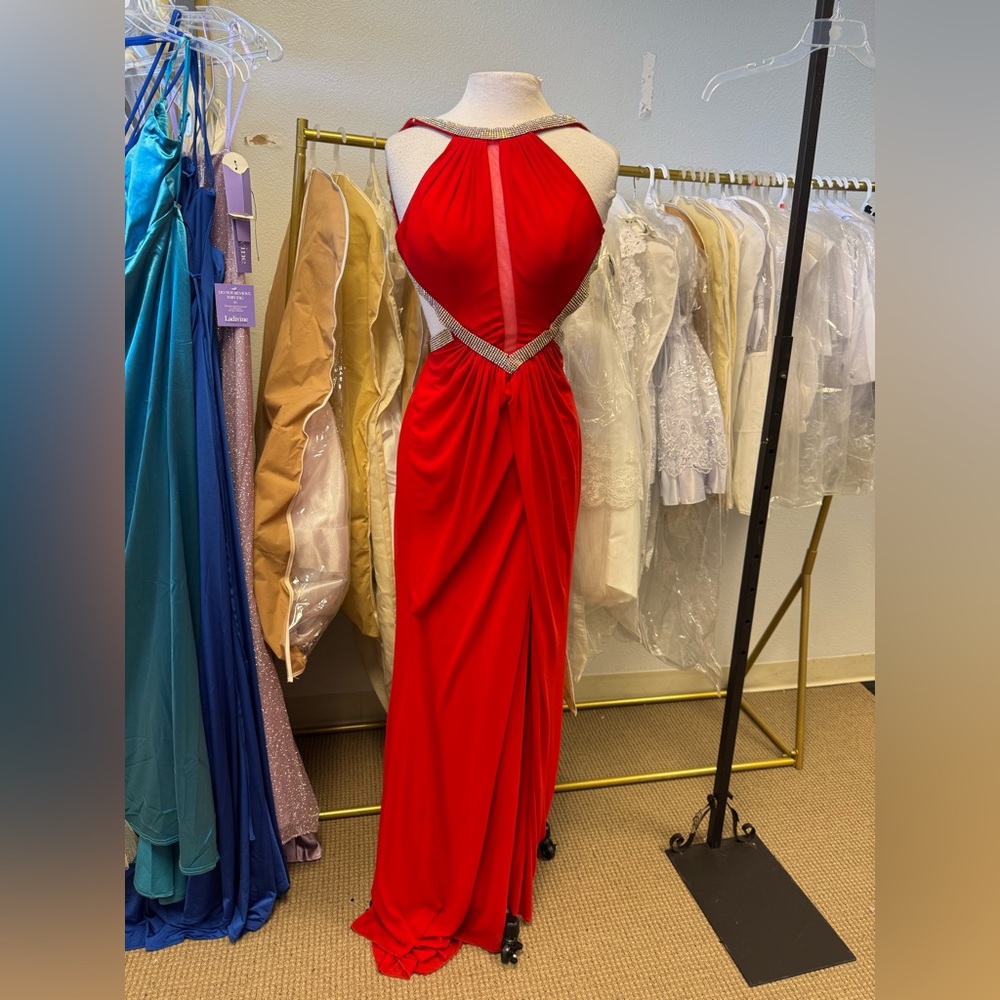 Striking Red Halter Backless Gown for Prom